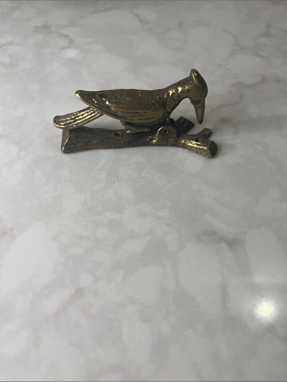 Vintage Brass Woodpecker Bird Door Knocker mini 3.5” x 1.5”  holes for mounting